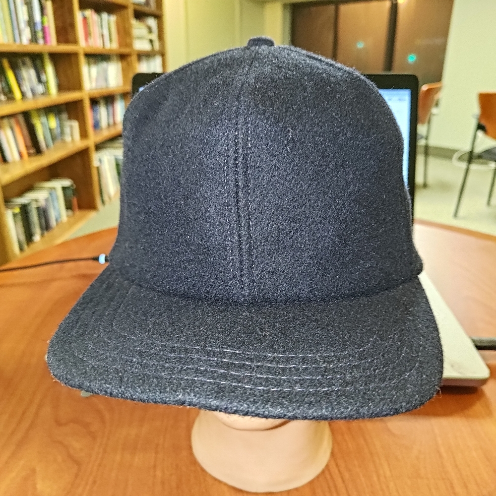 Vtg Propaganda Plain Wool Fitted Cap Hat with Ear Flap Small